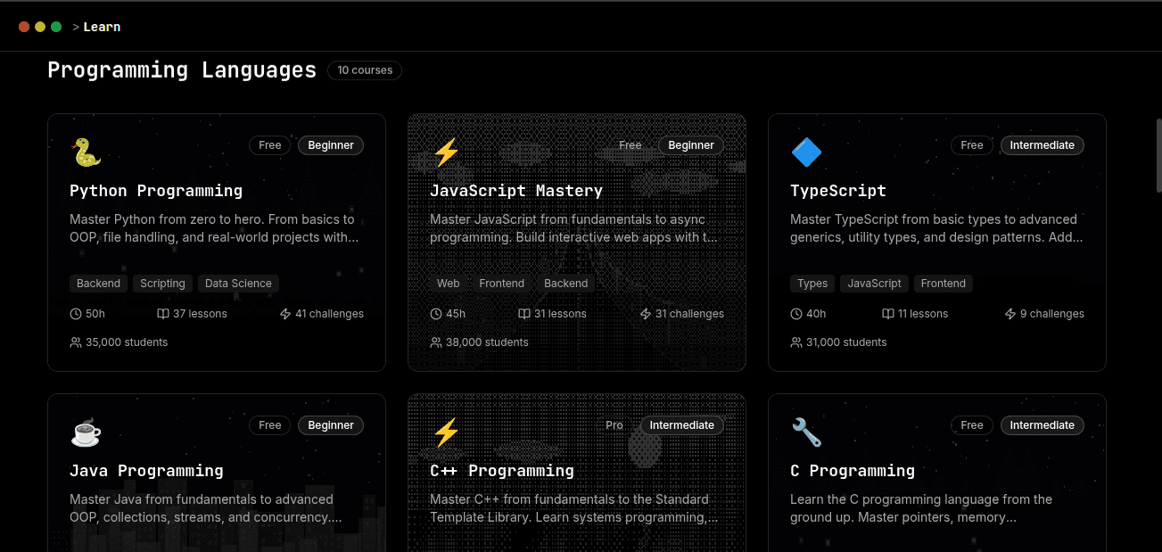 CodePlanet Learn Page